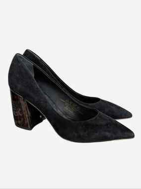 J.McLaughlin Beatrice Black Suede Tortoise Block Heel Pump 8.5